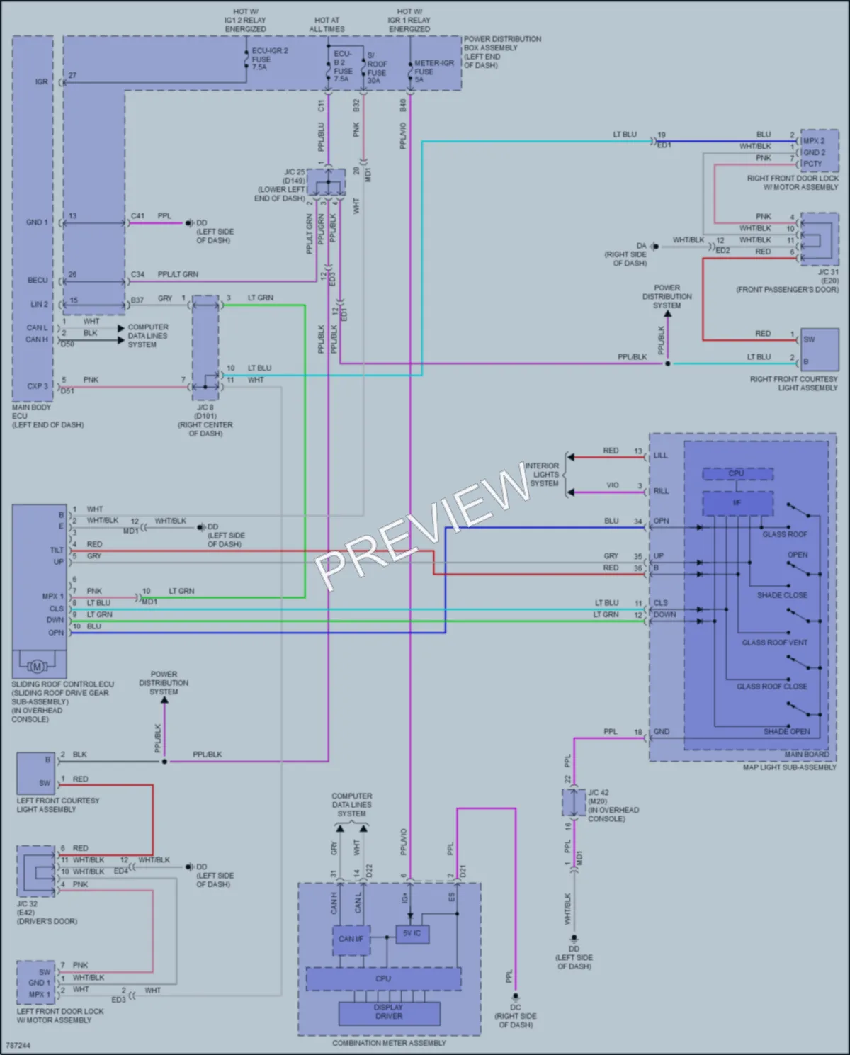2022 Lexus NX450h Power Top Sunroof wiring diagram preview
