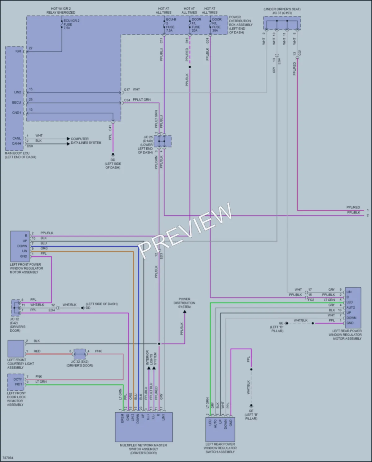 2022 Lexus NX450h Power Windows wiring diagram preview
