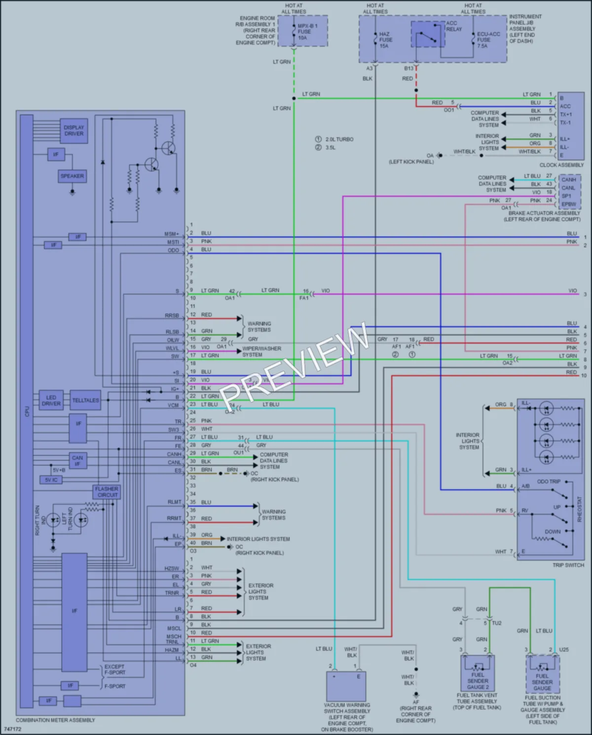 2022 Lexus RC300 Instrument Cluster wiring diagram preview