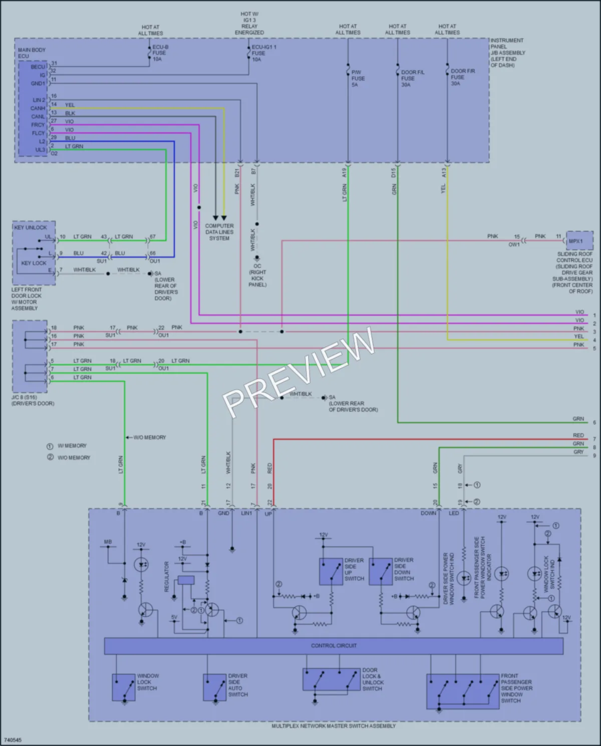 2022 Lexus RC300 Power Windows wiring diagram preview