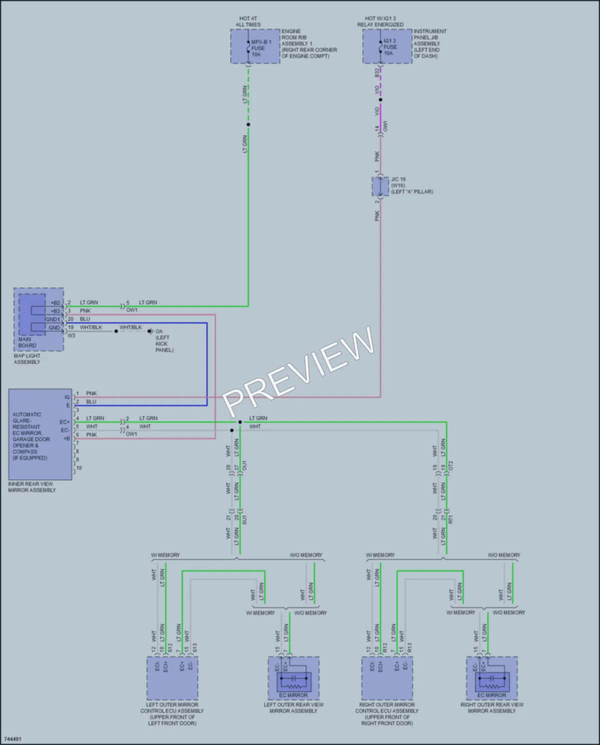 2022 Lexus RC350 Power Mirrors wiring diagram preview