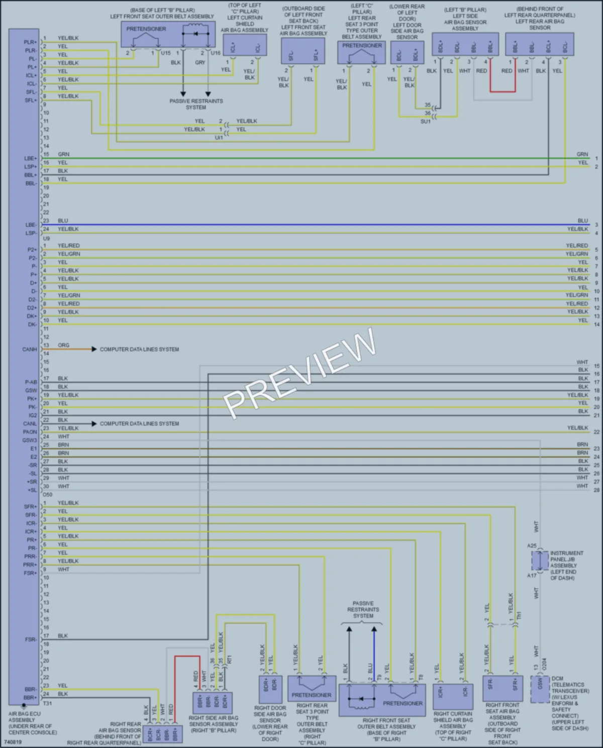 2022 Lexus RC350 Supplemental Restraints wiring diagram preview