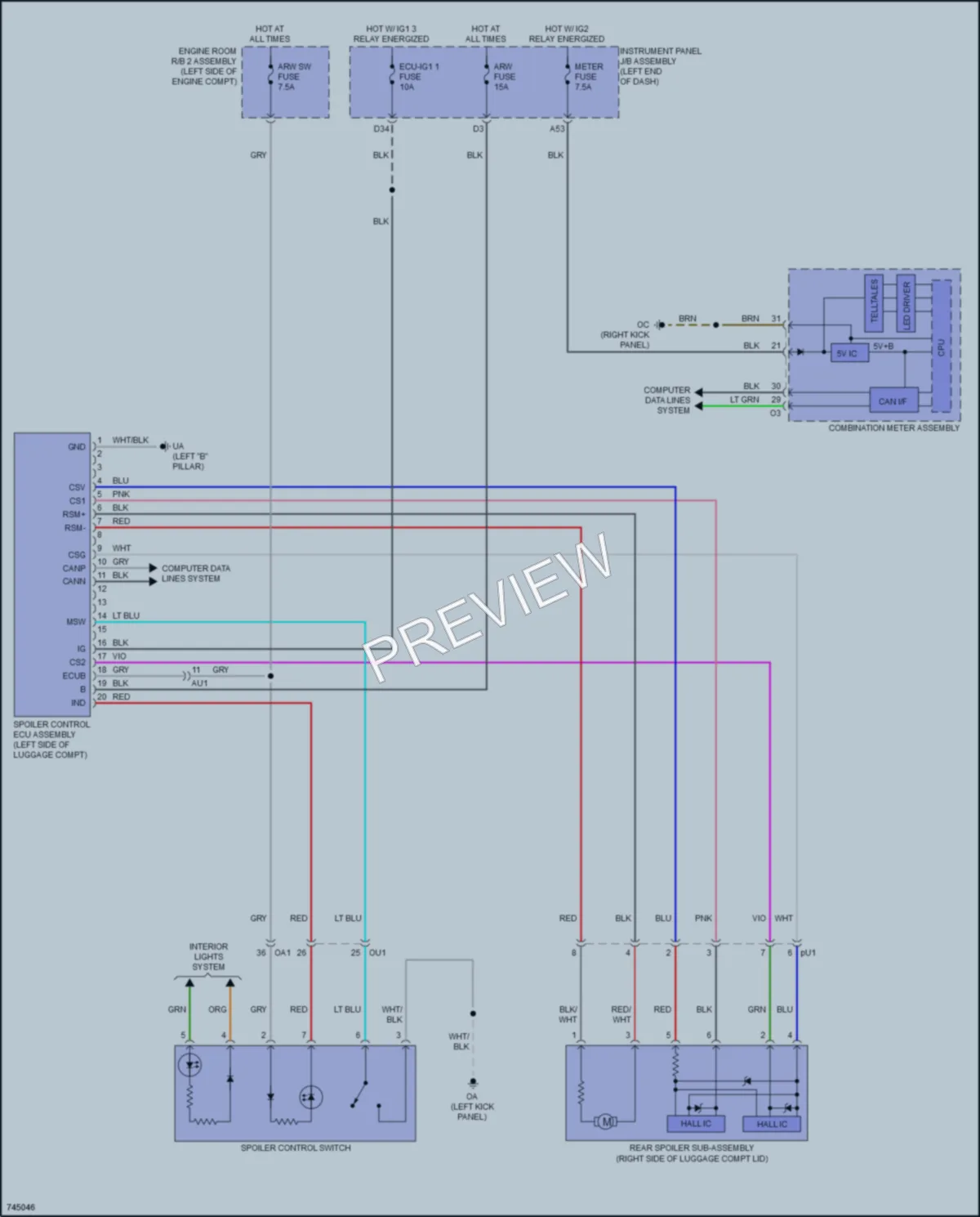 2022 Lexus RCF Active Bodyworks wiring diagram preview