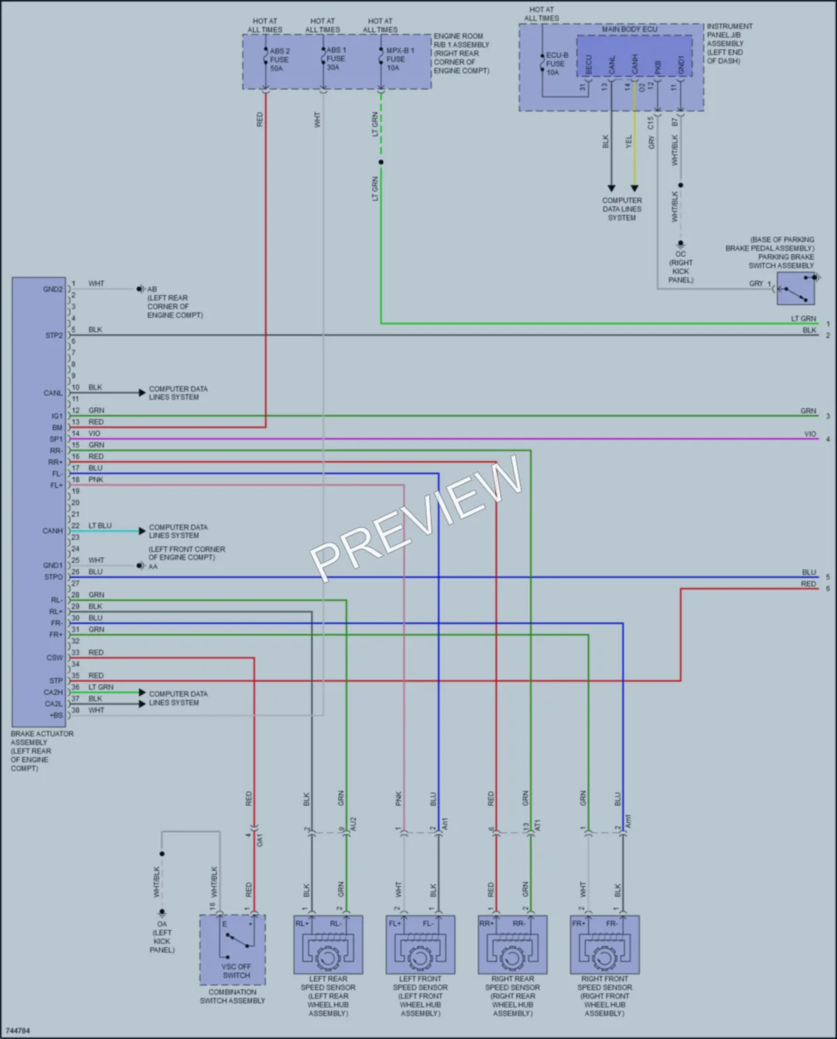 2022 Lexus RCF Anti Lock Brakes wiring diagram preview