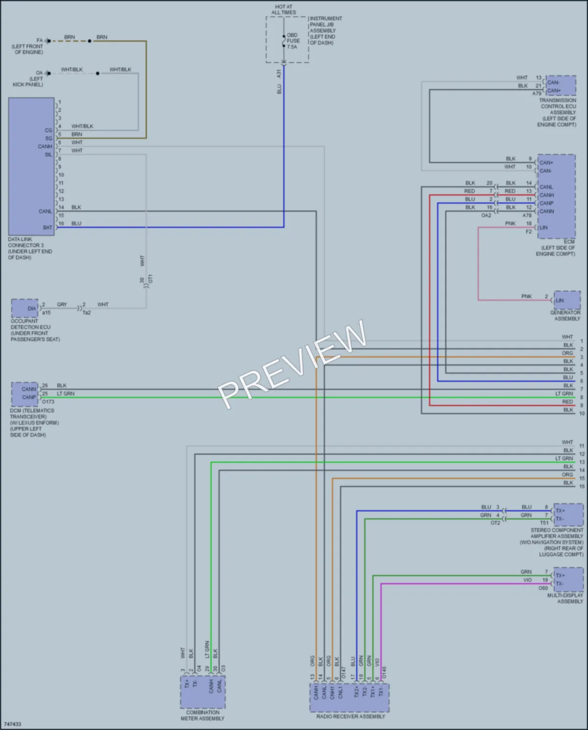 2022 Lexus RCF Computer Data Lines wiring diagram preview