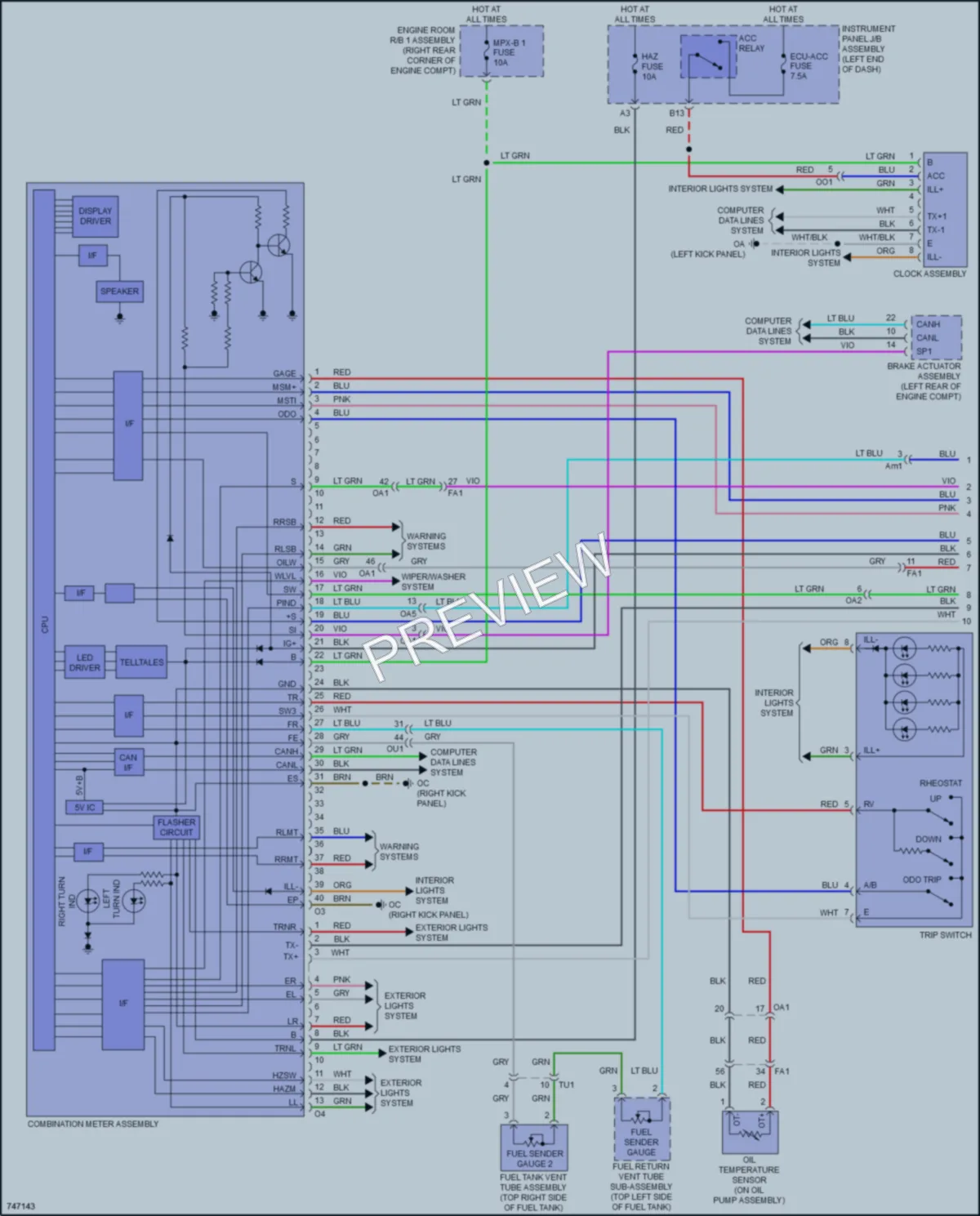 2022 Lexus RCF Instrument Cluster wiring diagram preview