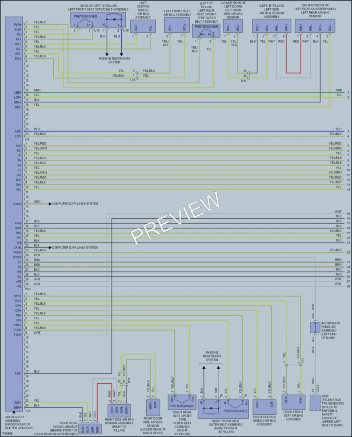 2022 Lexus RCF Supplemental Restraints wiring diagram preview