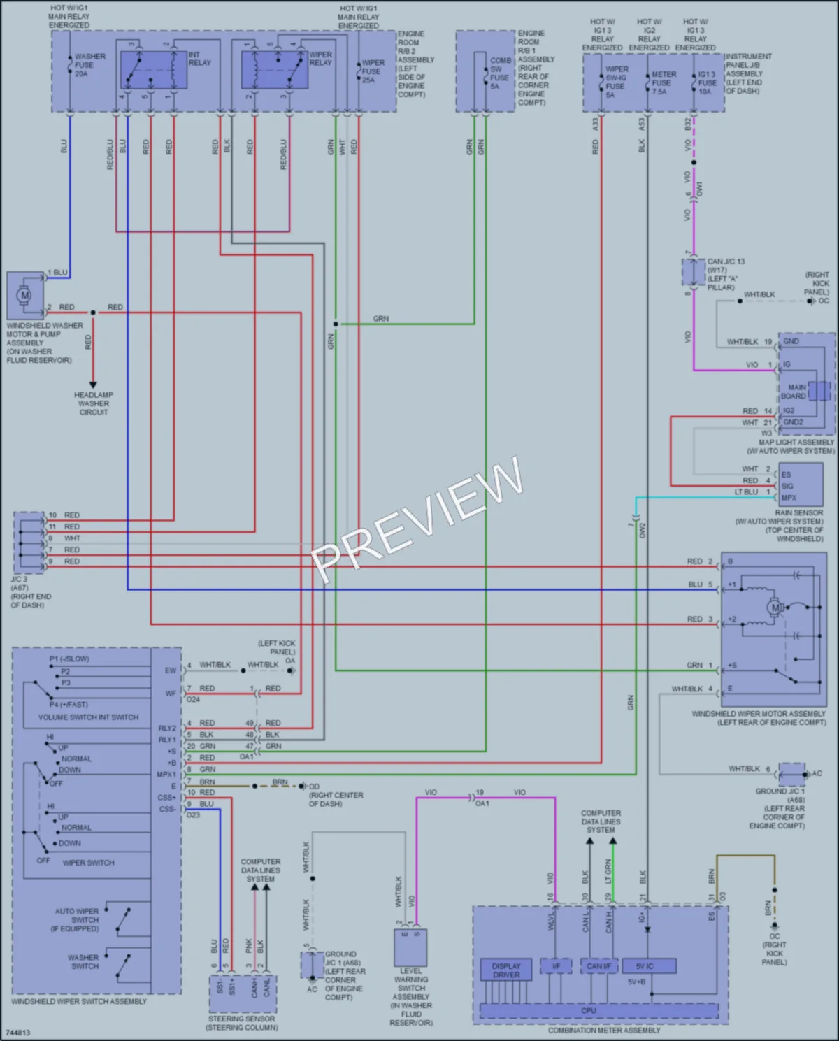 2022 Lexus RCF Wiper Washer wiring diagram preview