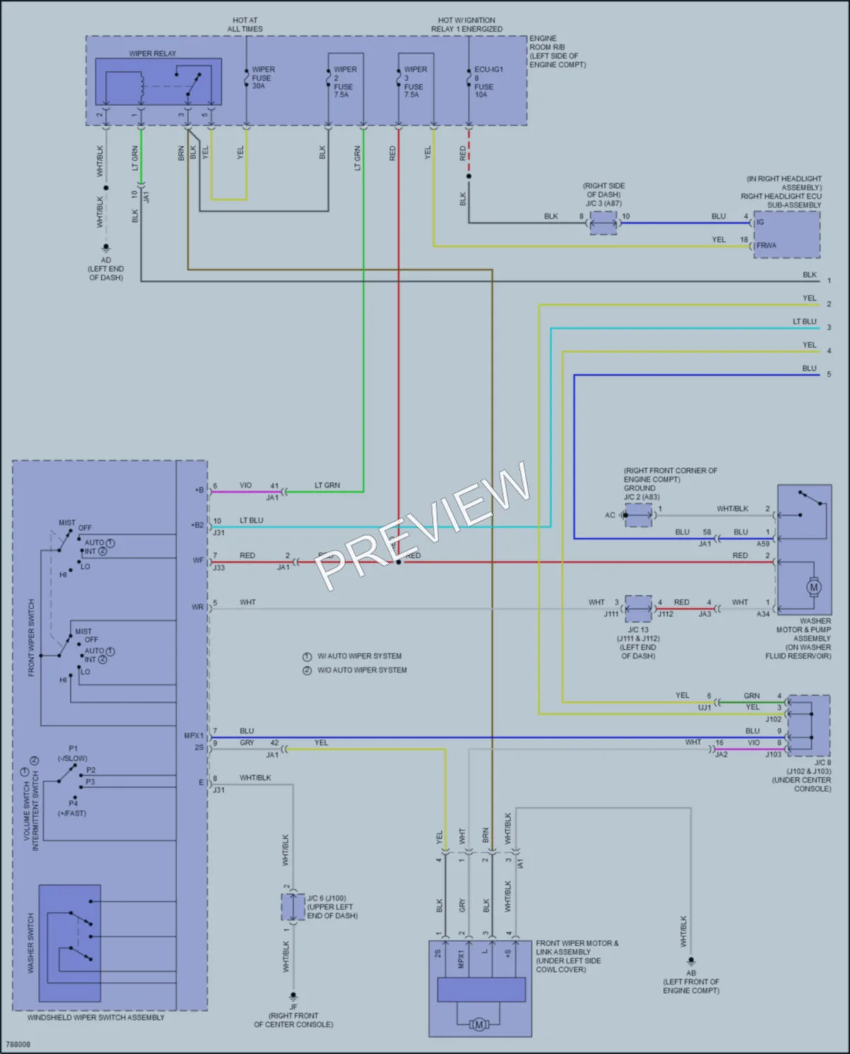 2022 Lexus RX350 Wiper Washer wiring diagram preview