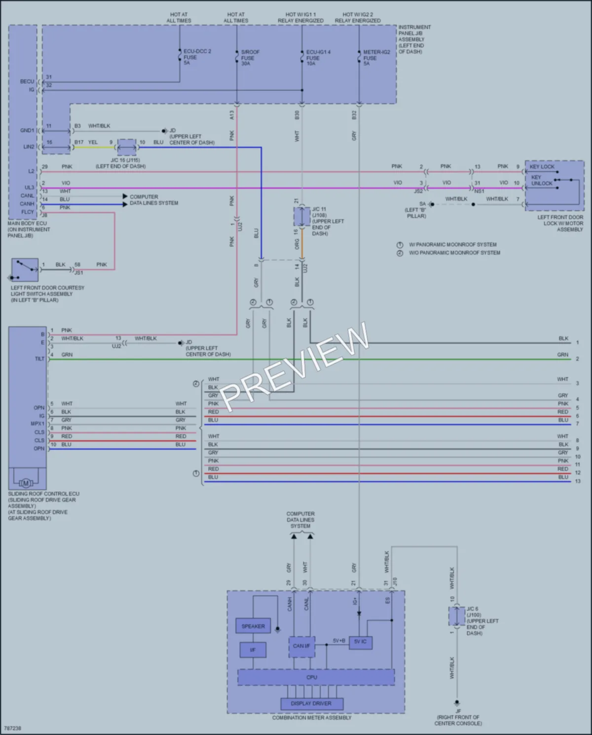 2022 Lexus RX350L Power Top Sunroof wiring diagram preview