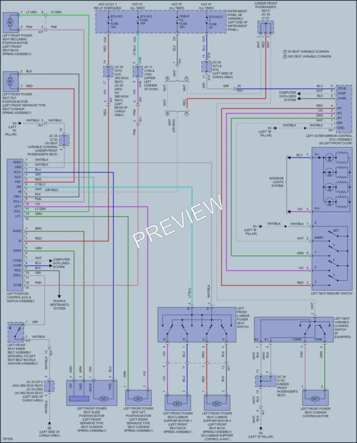 2022 Lexus RX450hL Memory Systems wiring diagram preview