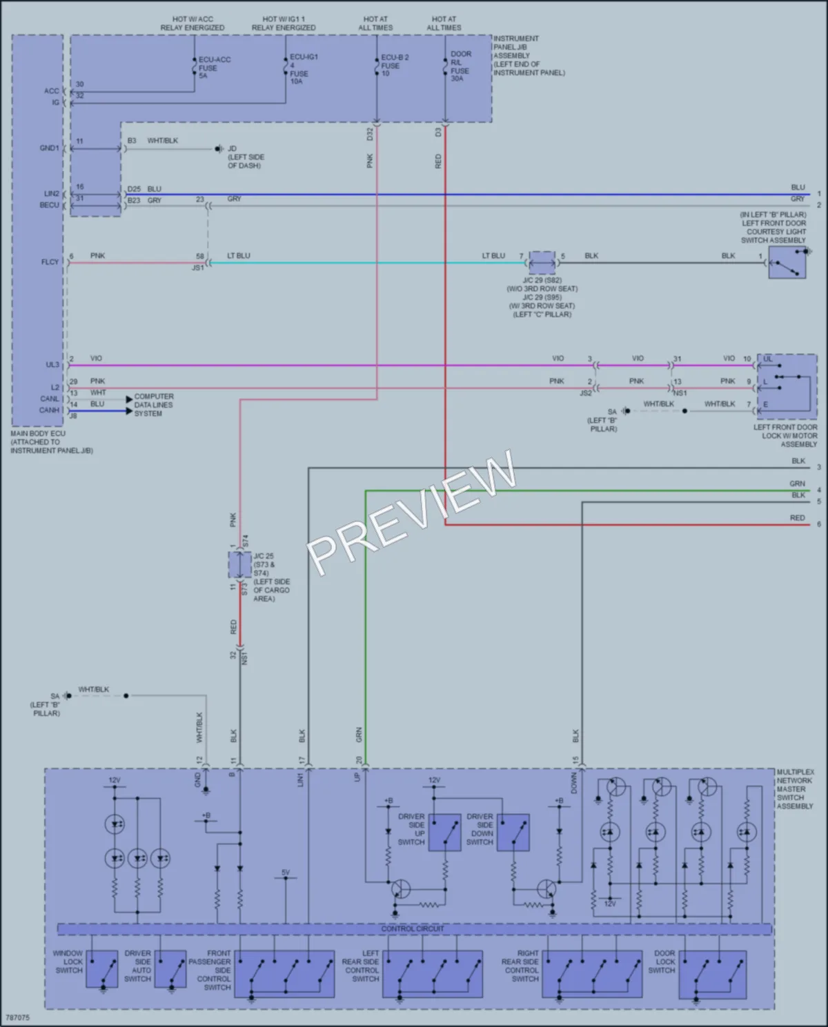 2022 Lexus RX450hL Power Windows wiring diagram preview