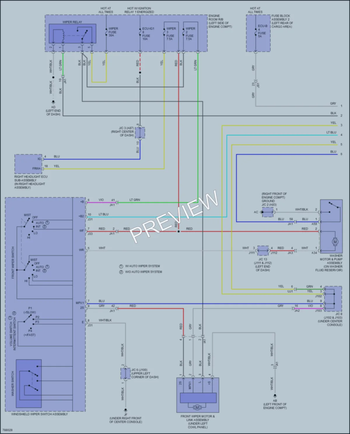 2022 Lexus RX450hL Wiper Washer wiring diagram preview