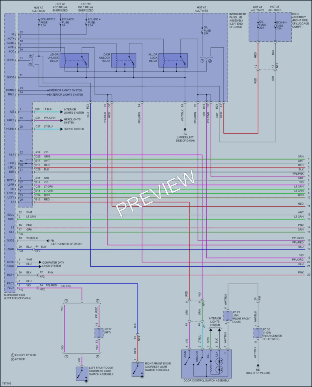2022 Lexus UX200 Power Door Locks wiring diagram preview