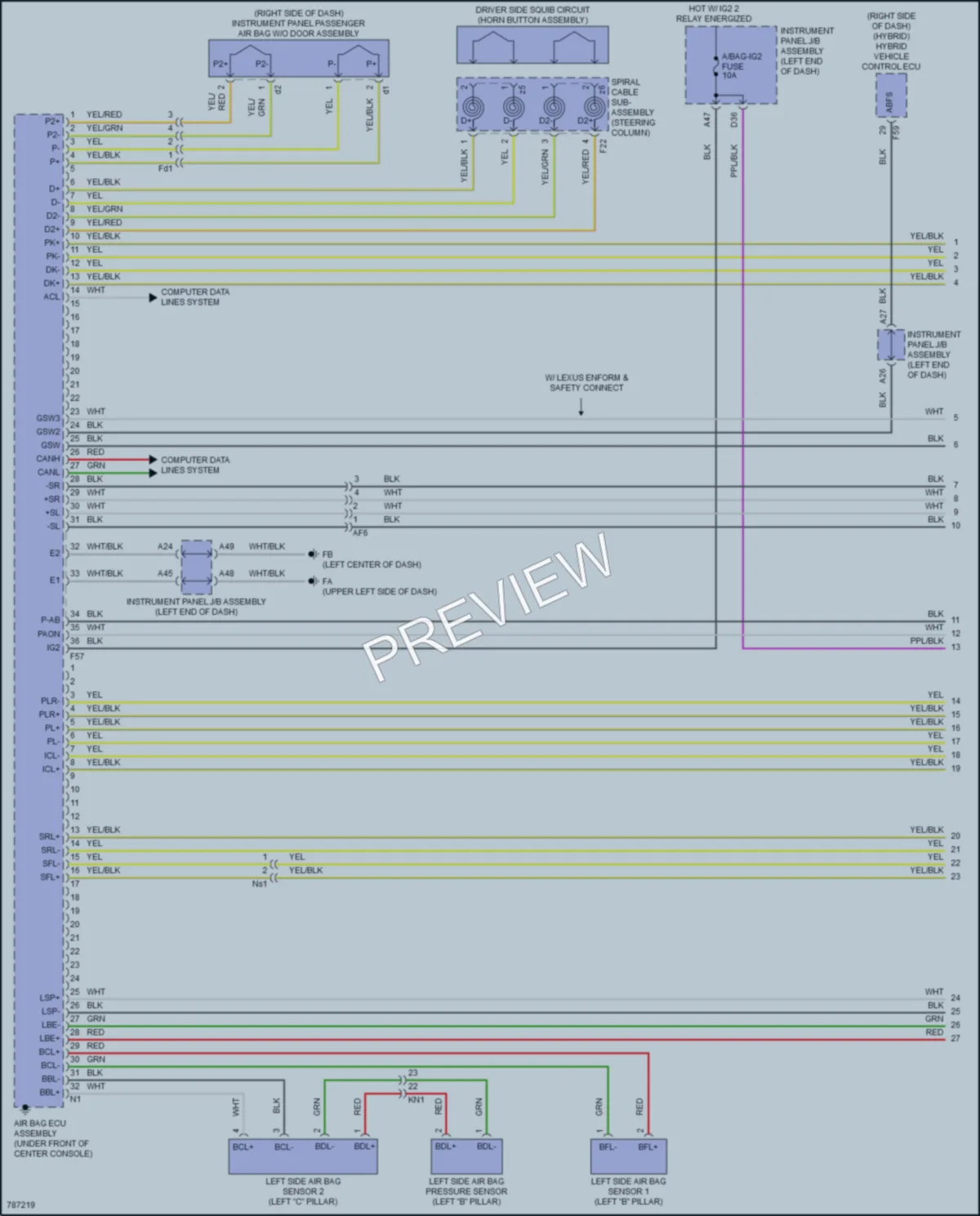 2022 Lexus UX200 Supplemental Restraints wiring diagram preview