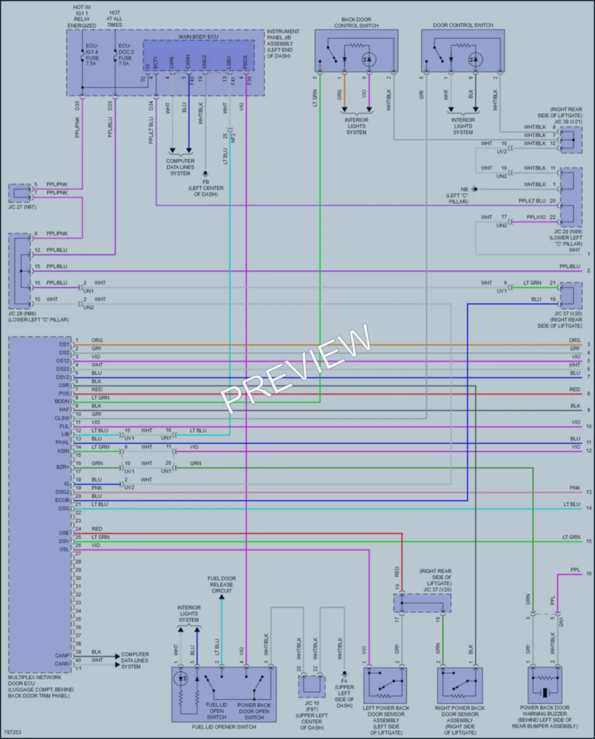 2022 Lexus UX200 Trunk Tailgate Fuel Door wiring diagram preview