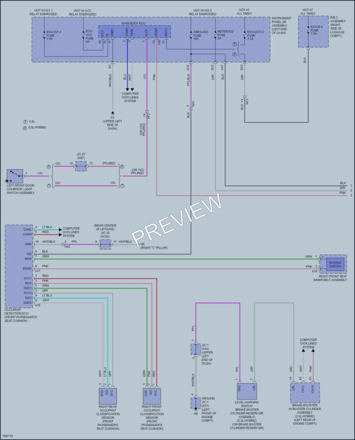 2022 Lexus UX200 Warning Systems wiring diagram preview