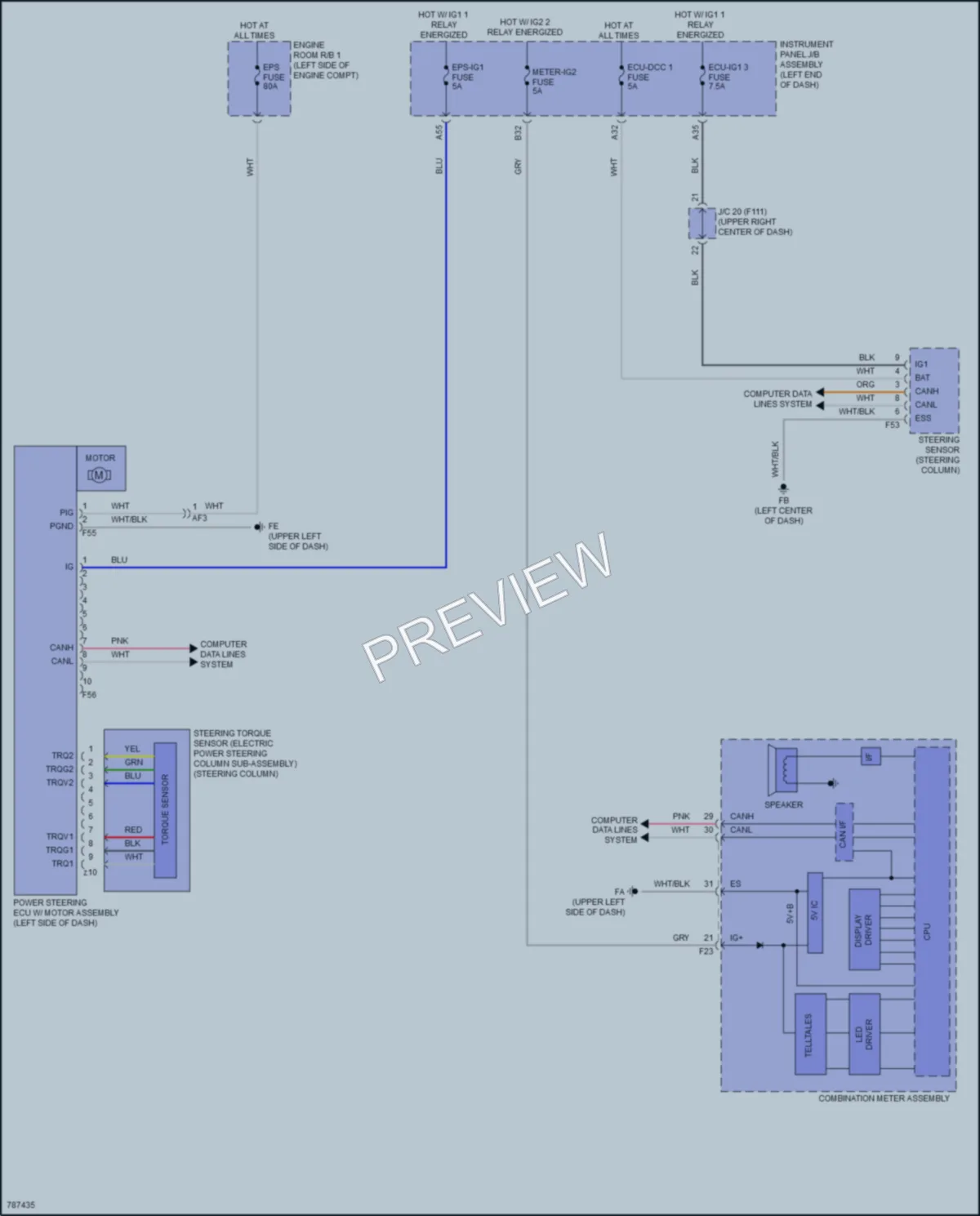 2022 Lexus UX250h Electronic Power Steering wiring diagram preview