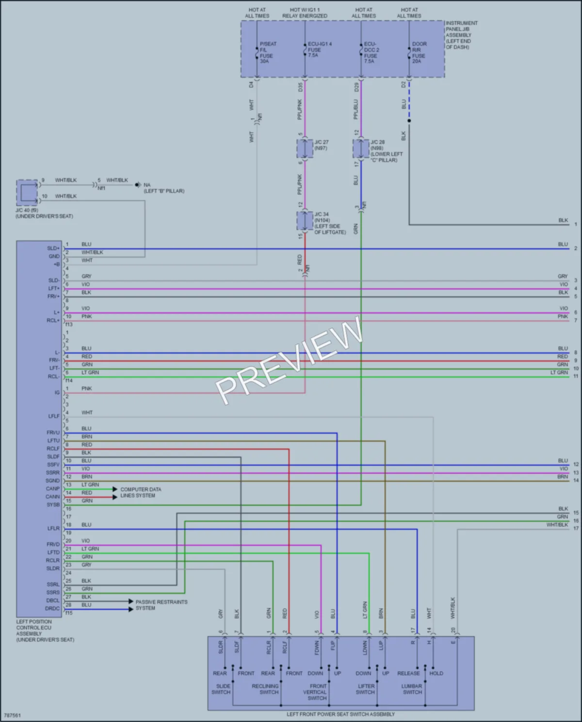 2022 Lexus UX250h Memory Systems wiring diagram preview