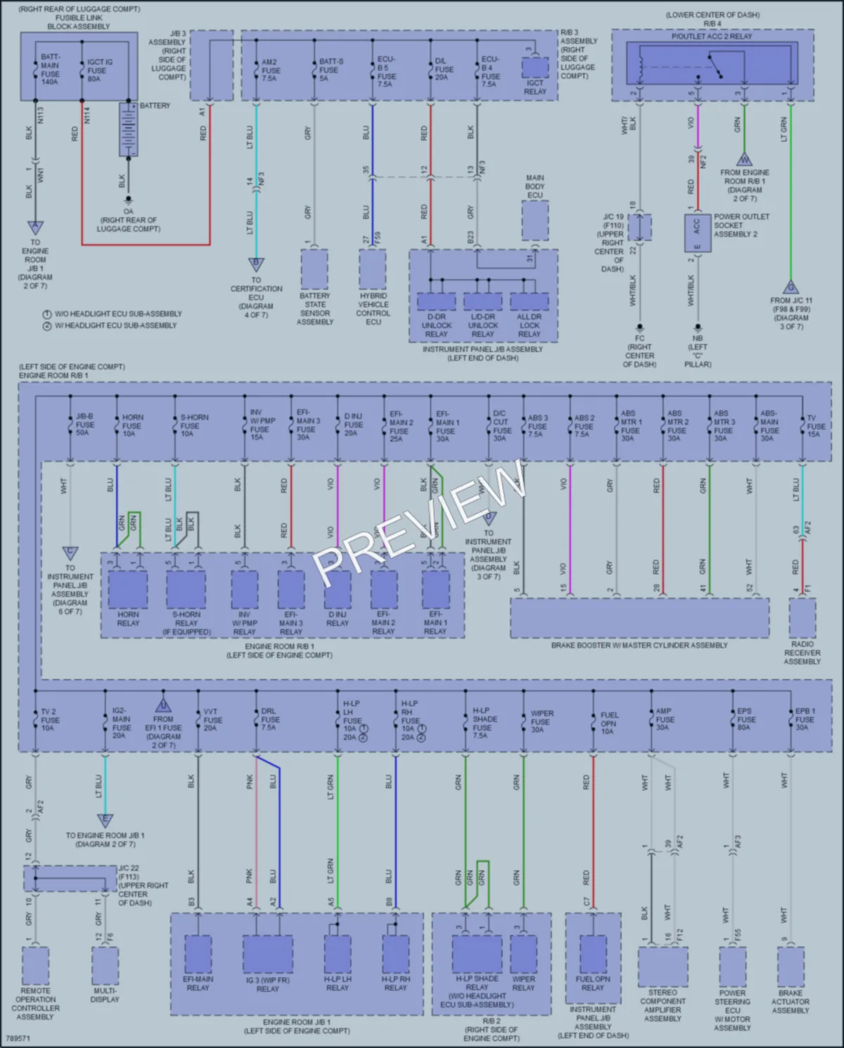 2022 Lexus UX250h Power Distribution wiring diagram preview