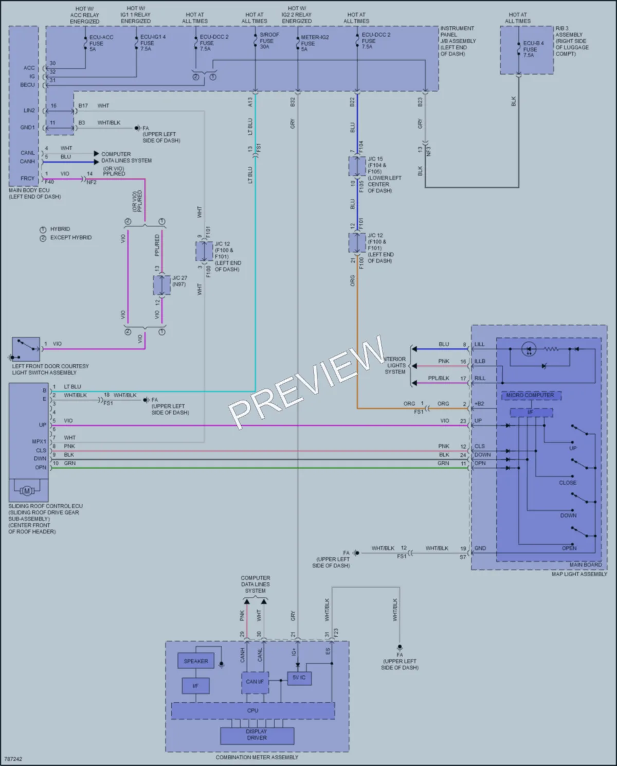 2022 Lexus UX250h Power Top Sunroof wiring diagram preview