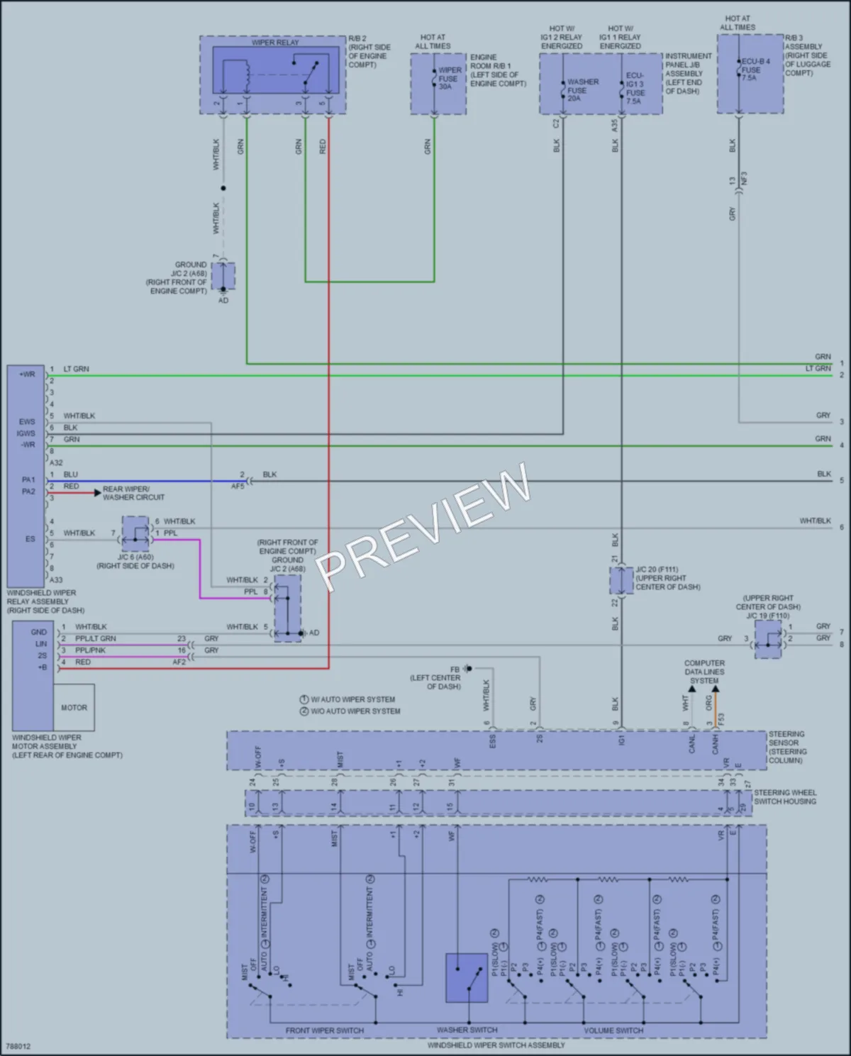 2022 Lexus UX250h Wiper Washer wiring diagram preview