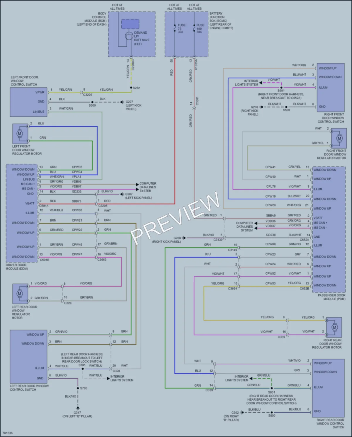 2022 Lincoln Aviator Power Windows wiring diagram preview