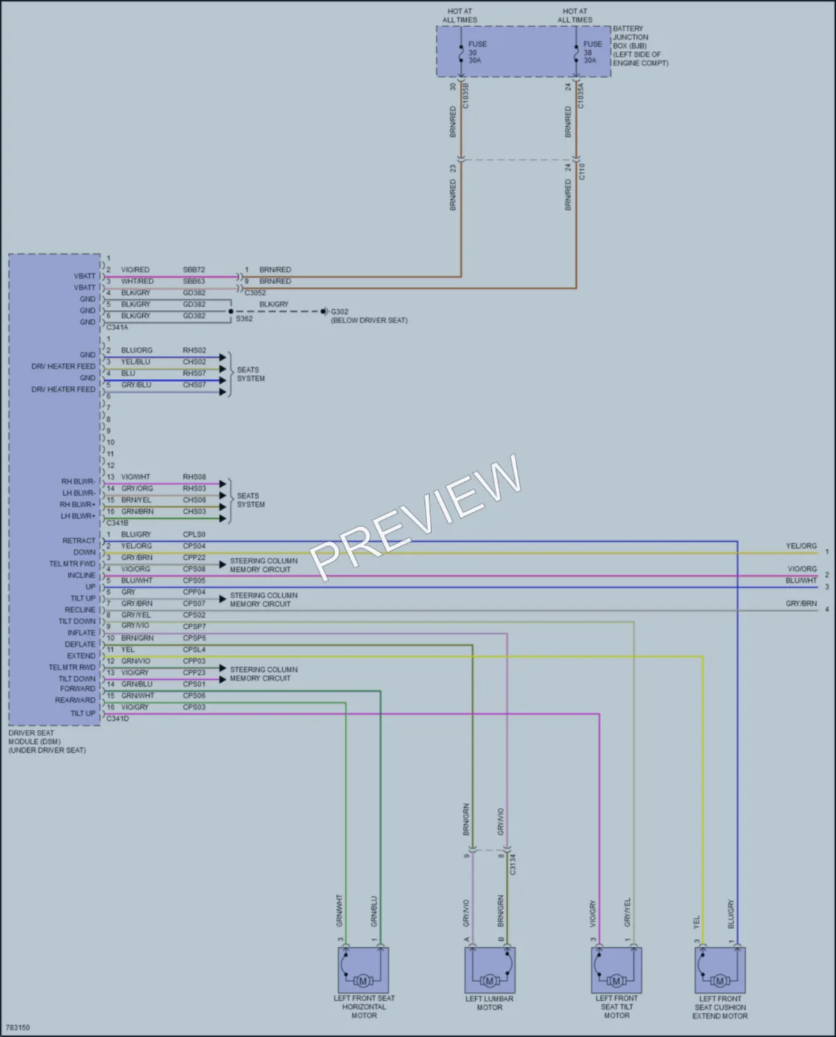 2022 Lincoln Corsair Memory Systems wiring diagram preview
