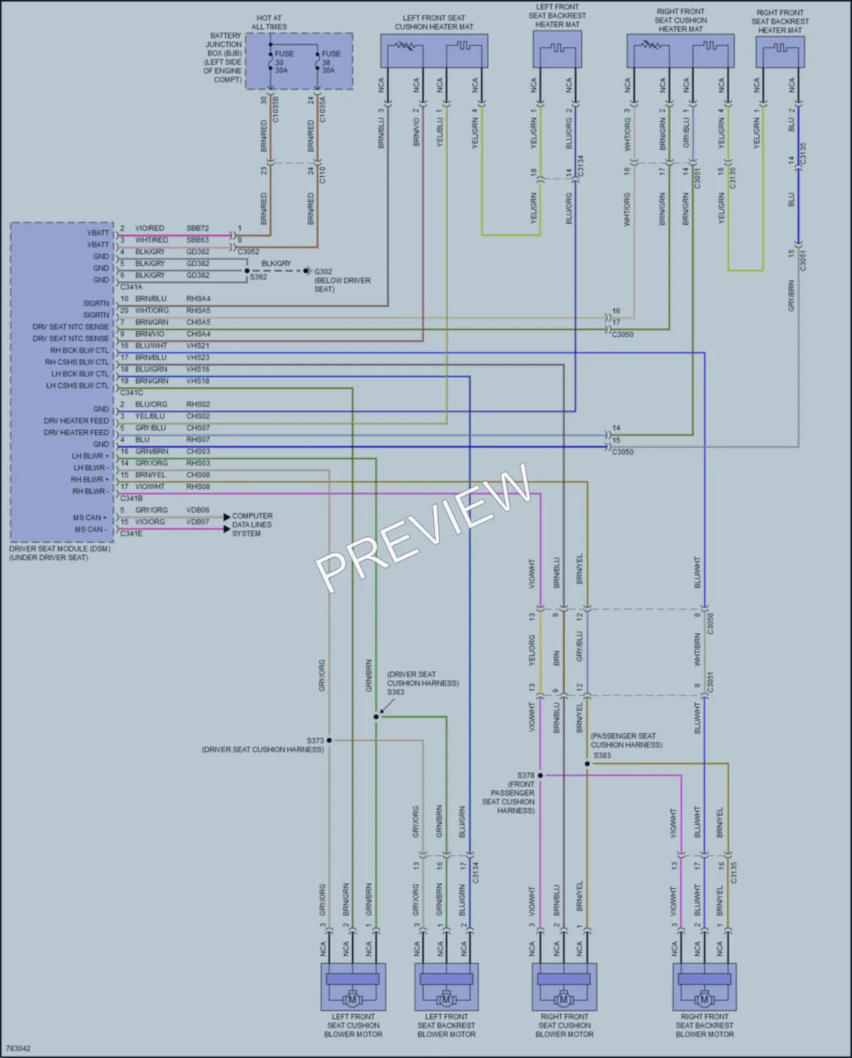 2022 Lincoln CorsairPlugIn Power Seats wiring diagram preview