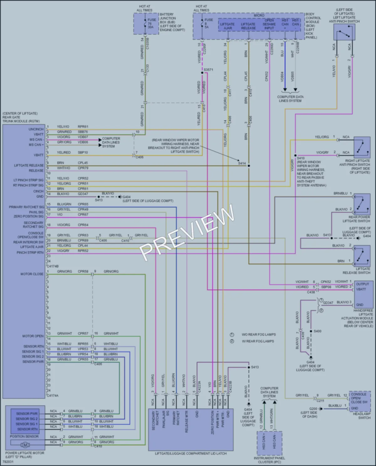 2022 Lincoln Nautilus Trunk Tailgate Fuel Door wiring diagram preview