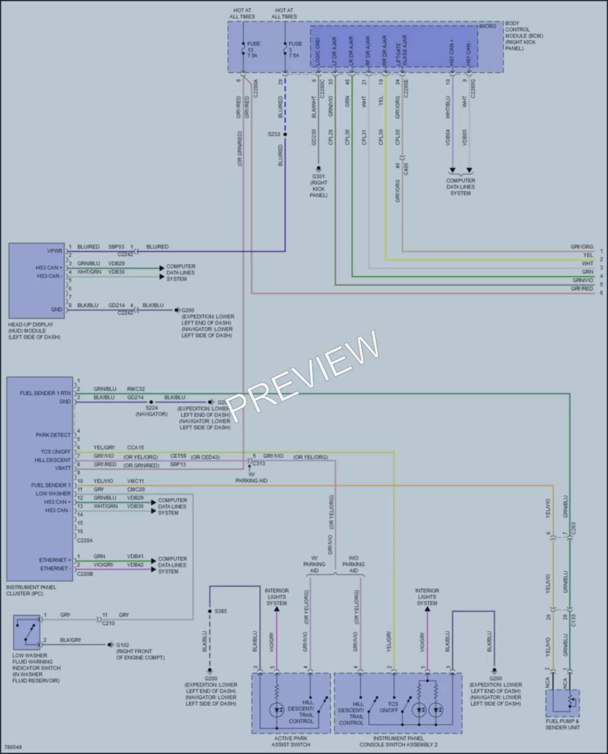2022 Lincoln NavigatorL Instrument Cluster wiring diagram preview