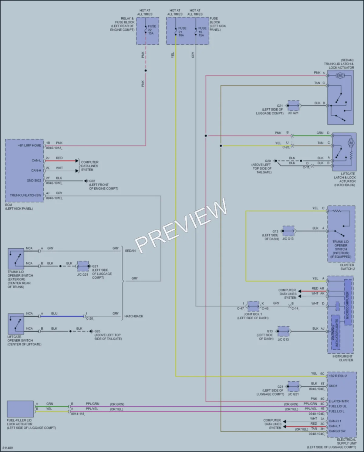 2022 Mazda 3 Trunk Tailgate Fuel Door wiring diagram preview