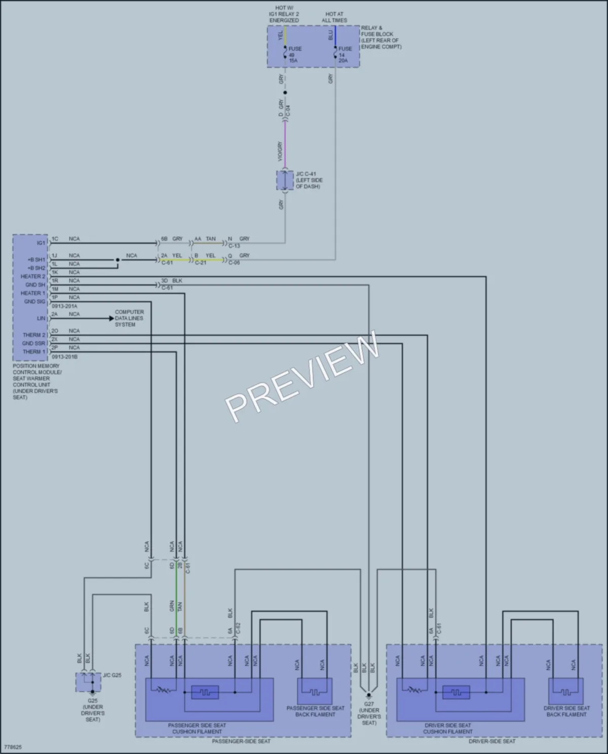 2022 Mazda CX30 Power Seats wiring diagram preview