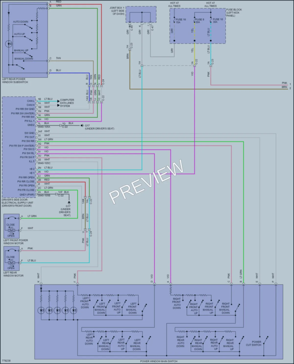 2022 Mazda CX30 Power Windows wiring diagram preview