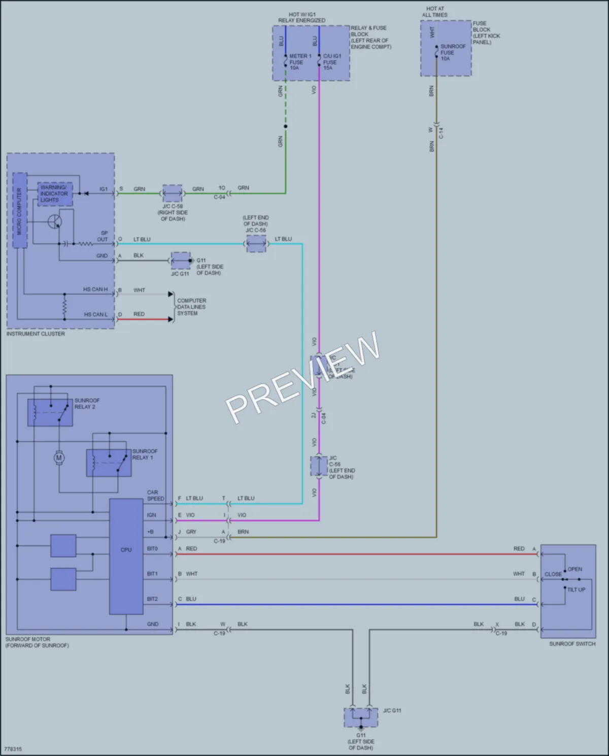 2022 Mazda CX5 Power Top Sunroof wiring diagram preview