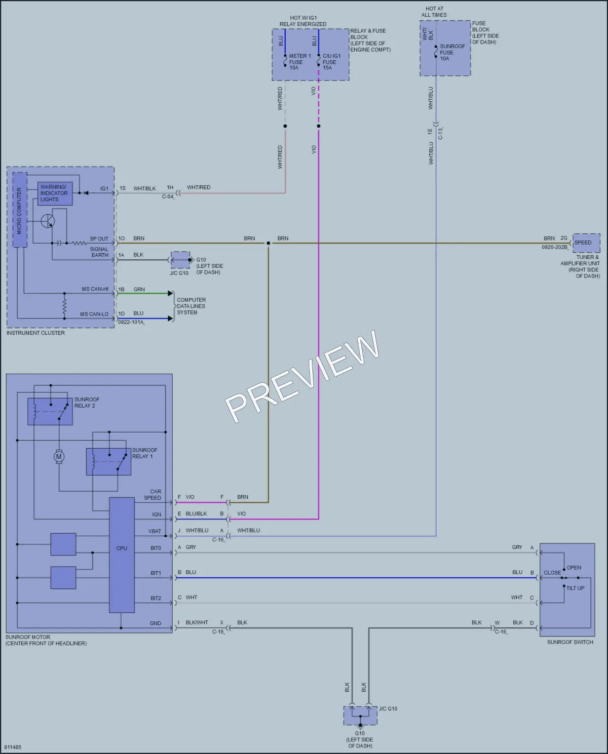 2022 Mazda CX9 Power Top Sunroof wiring diagram preview