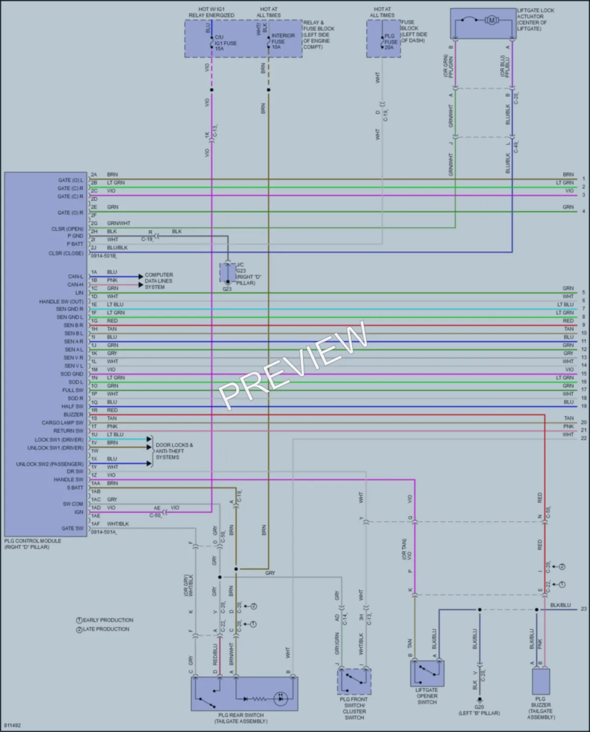 2022 Mazda CX9 Trunk Tailgate Fuel Door wiring diagram preview