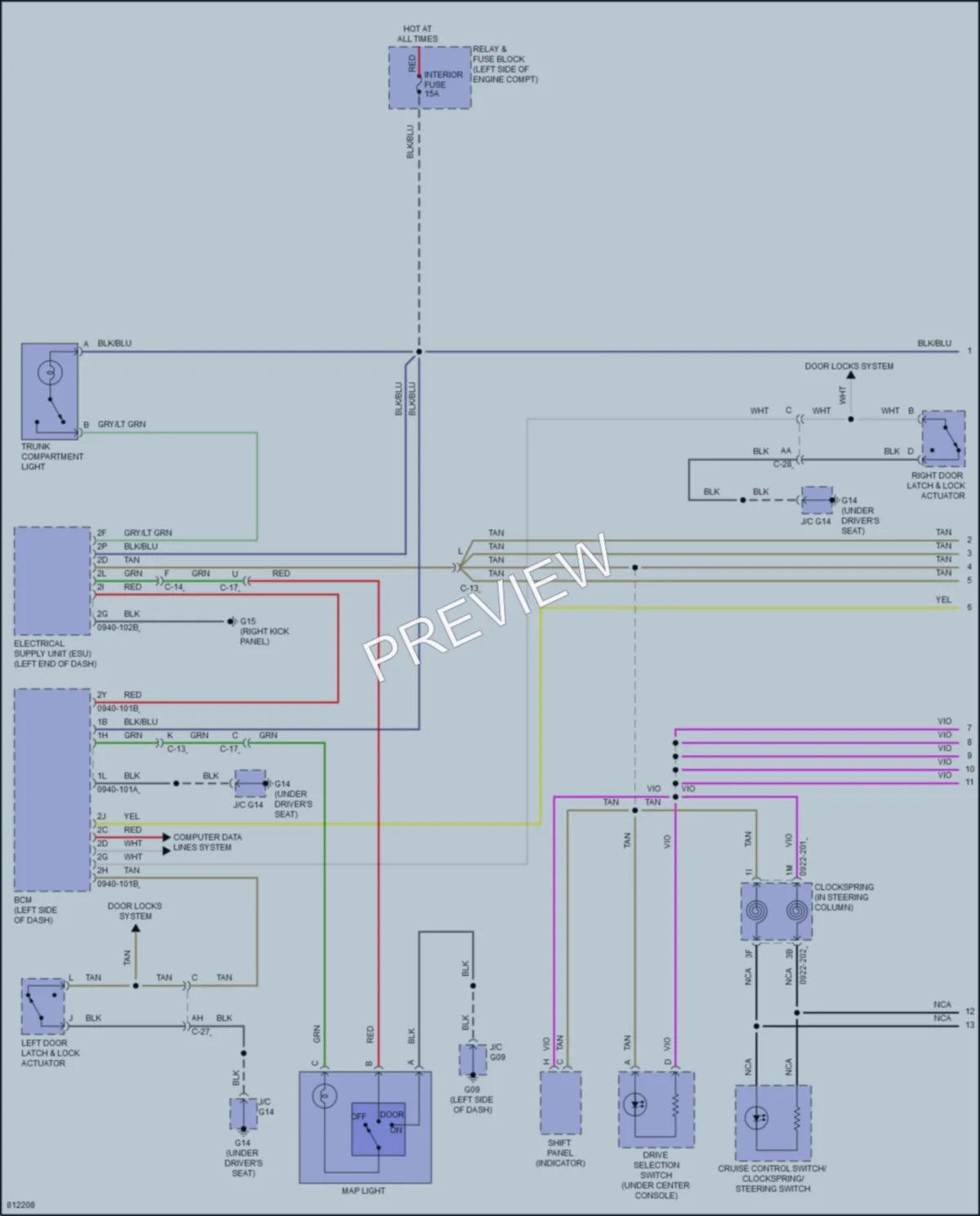 2022 Mazda MX5Miata Interior Lights wiring diagram preview