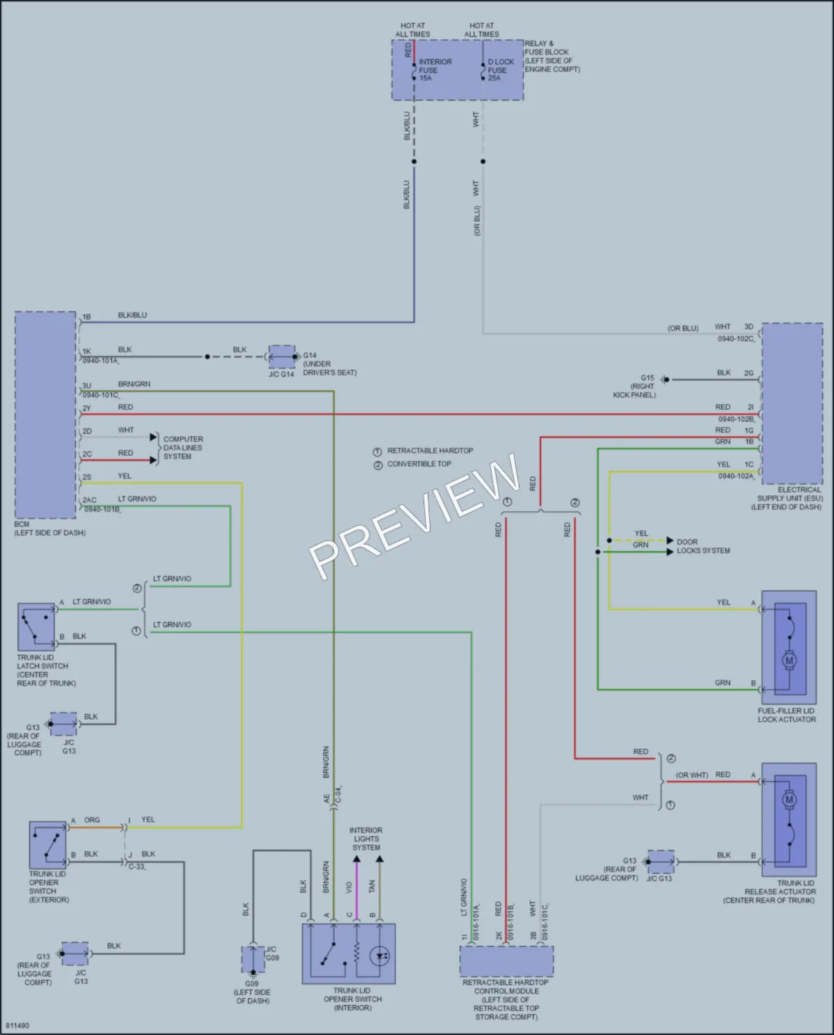 2022 Mazda MX5Miata Trunk Tailgate Fuel Door wiring diagram preview