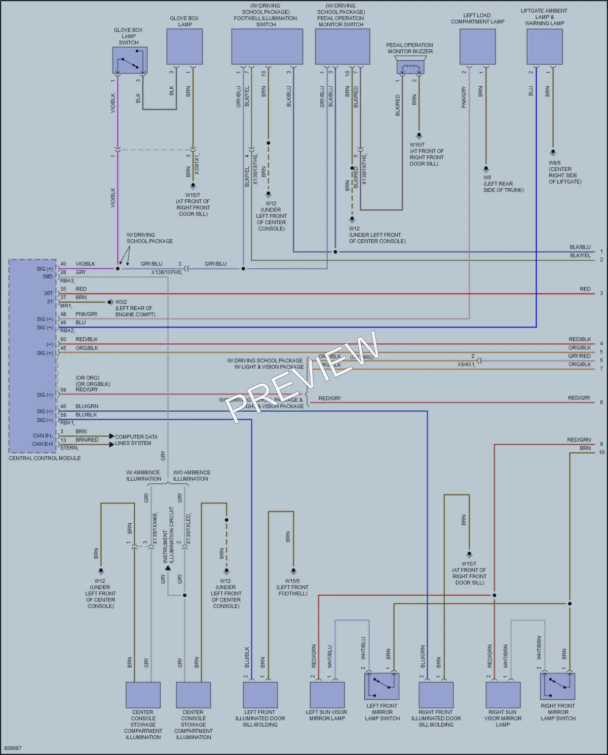 2022 MercedesBenz A220 Interior Lights wiring diagram preview