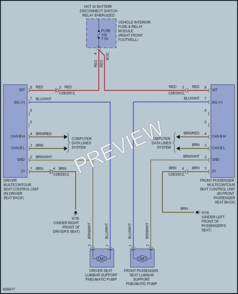 2022 MercedesBenz A220 Power Seats wiring diagram preview