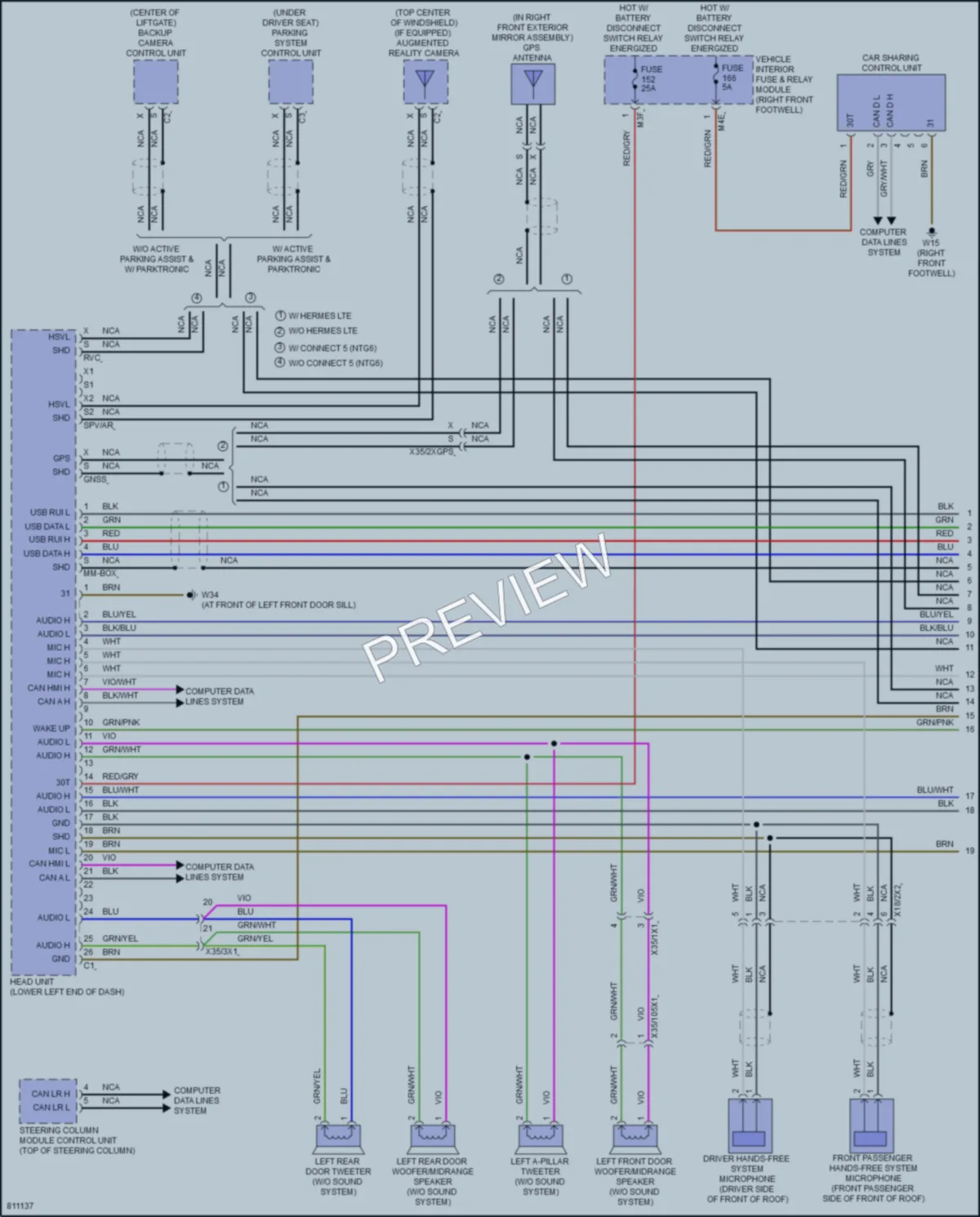 2022 MercedesBenz A220 Radio wiring diagram preview