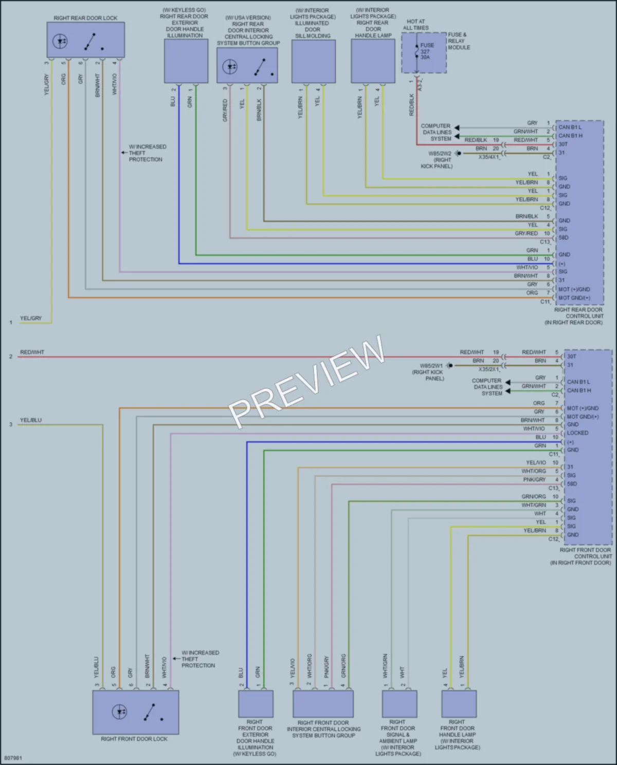 2022 MercedesBenz C300 Power Door Locks wiring diagram preview