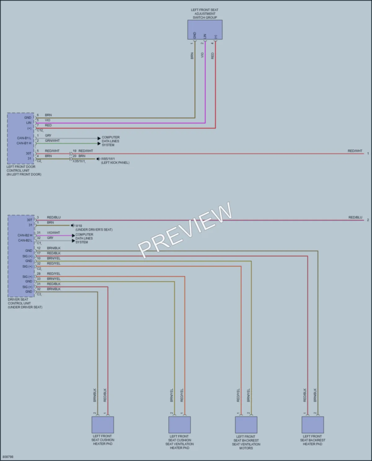 2022 MercedesBenz C300 Power Seats wiring diagram preview