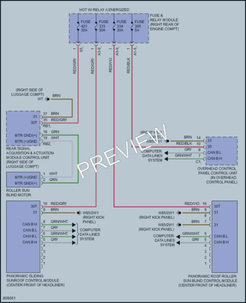 2022 MercedesBenz C300 Power Top Sunroof wiring diagram preview