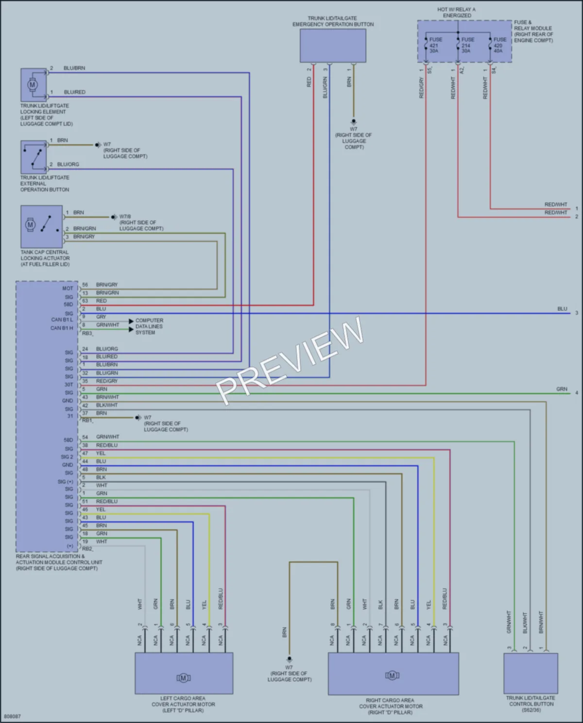 2022 MercedesBenz C300 Trunk Tailgate Fuel Door wiring diagram preview