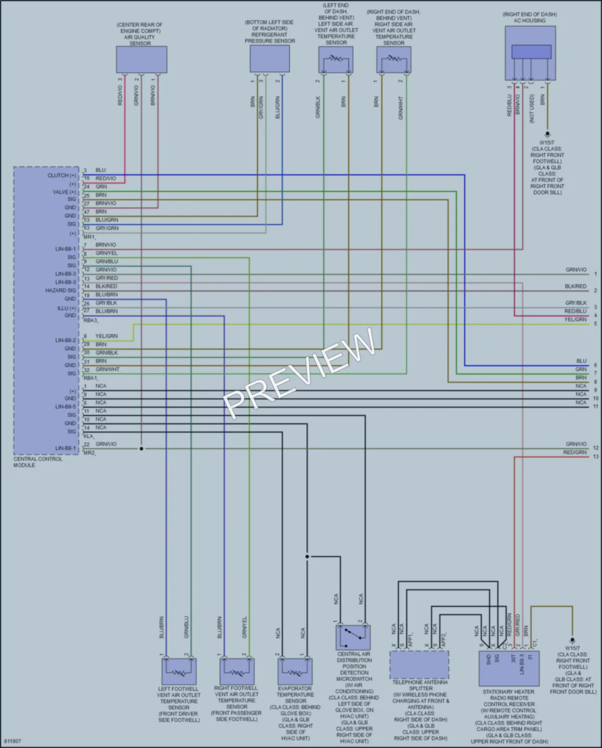 2022 MercedesBenz CLA250 Air Conditioning wiring diagram preview