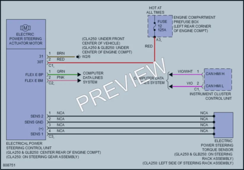 2022 MercedesBenz CLA250 Electronic Power Steering wiring diagram preview
