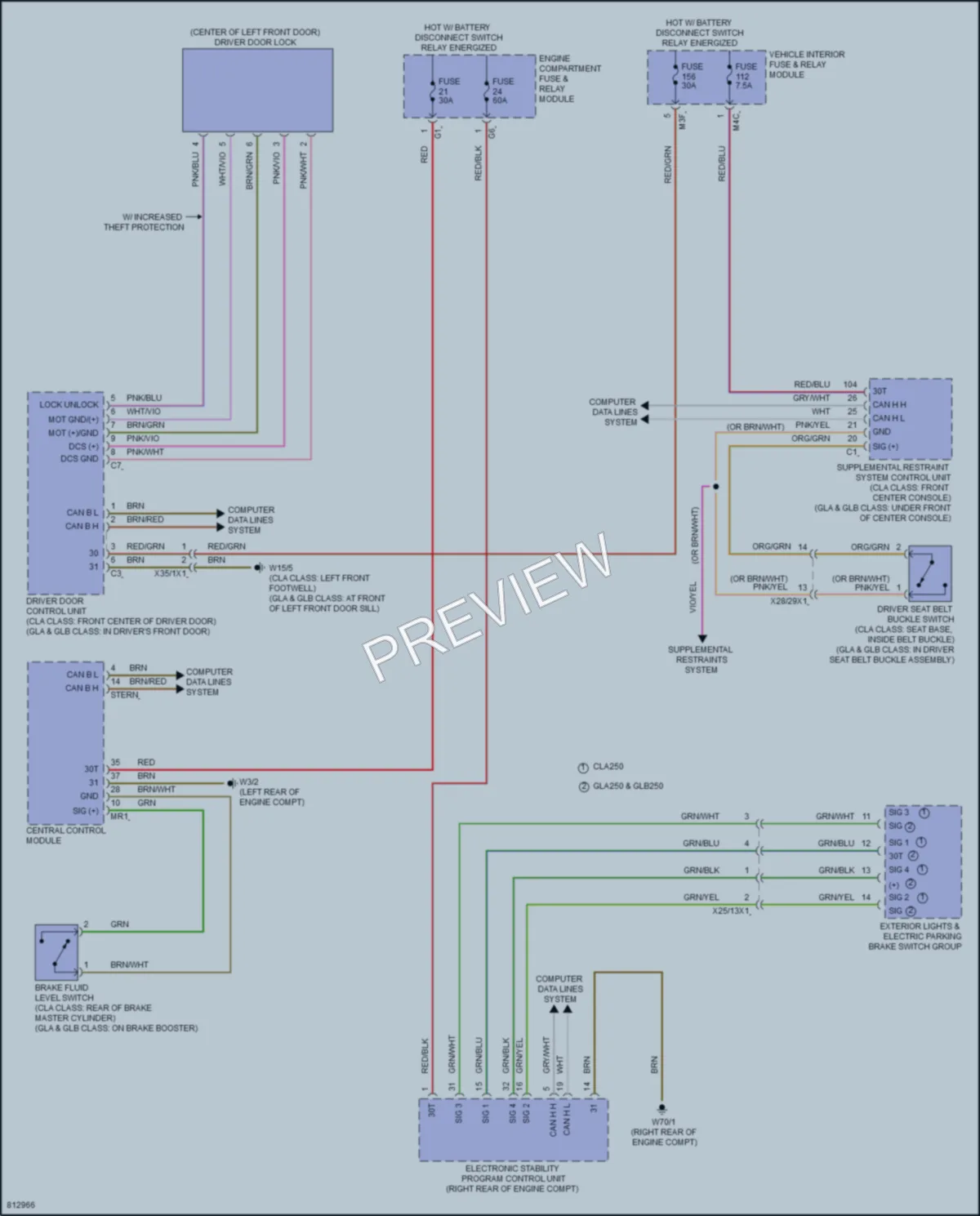 2022 MercedesBenz CLA250 Warning Systems wiring diagram preview