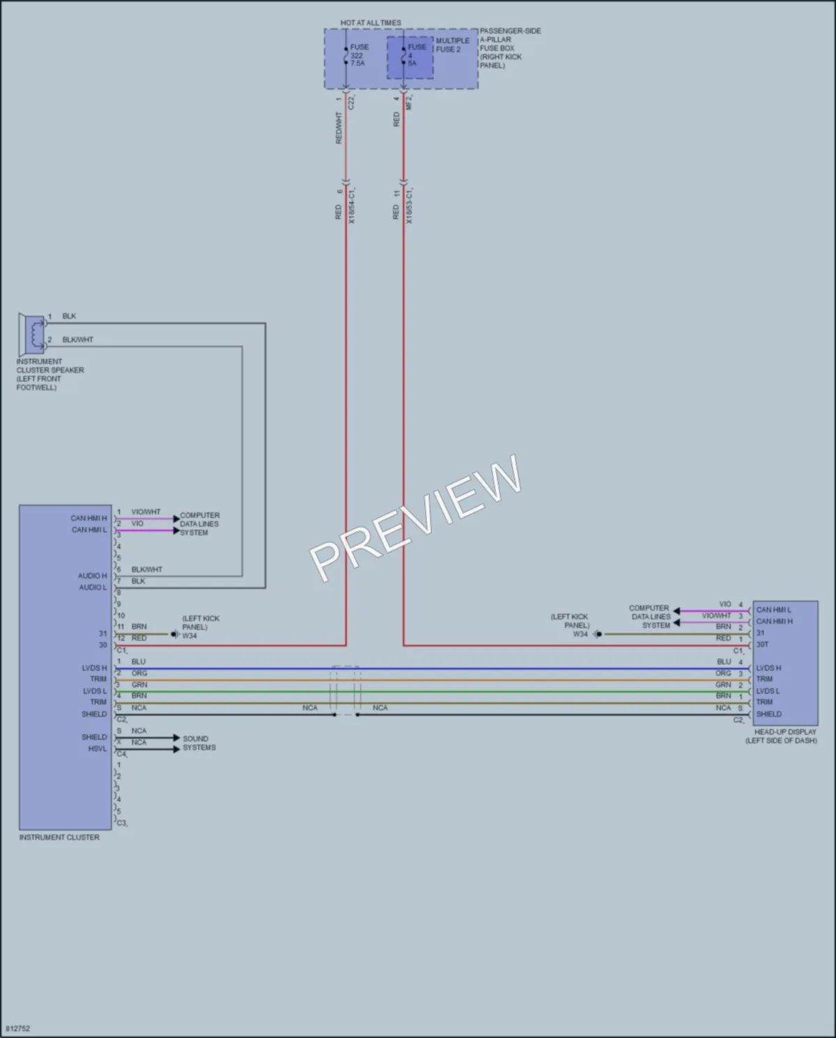 2022 MercedesBenz CLS450 Instrument Cluster wiring diagram preview